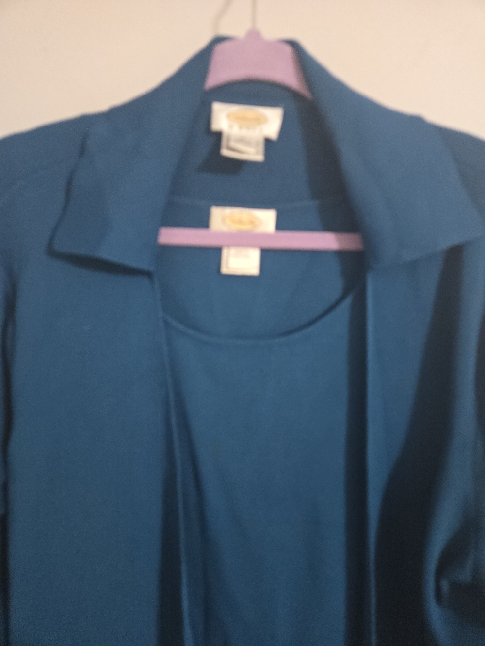 Talbots Teal Open-Front Cardigan and Shell Set - Picture 2 of 2
